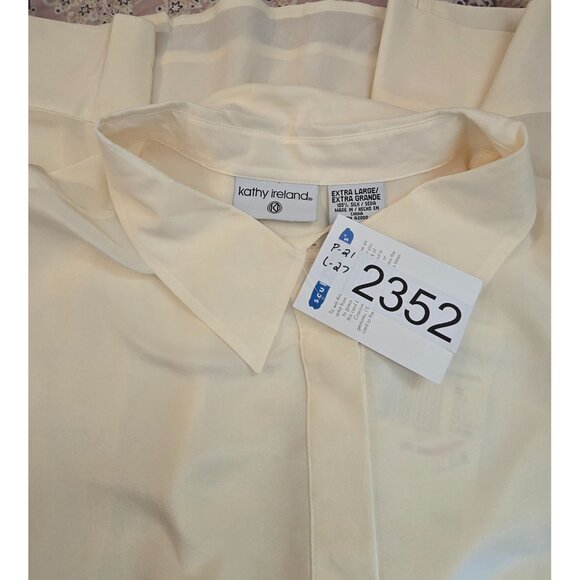Vintage Kathy Ireland Womens Silk Blouse Long Sleeve Ivory sheerOffice attire - Picture 8 of 8